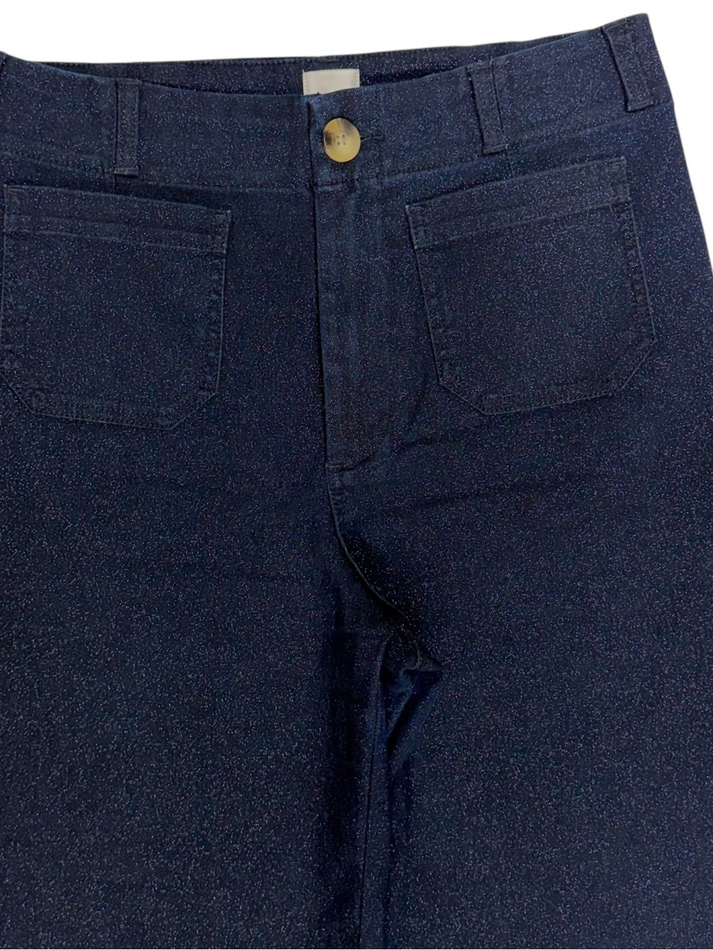 Anthropologie Maeve Colette Wide Leg Jeans Womens 30 Blue Sparkle Stretch Denim